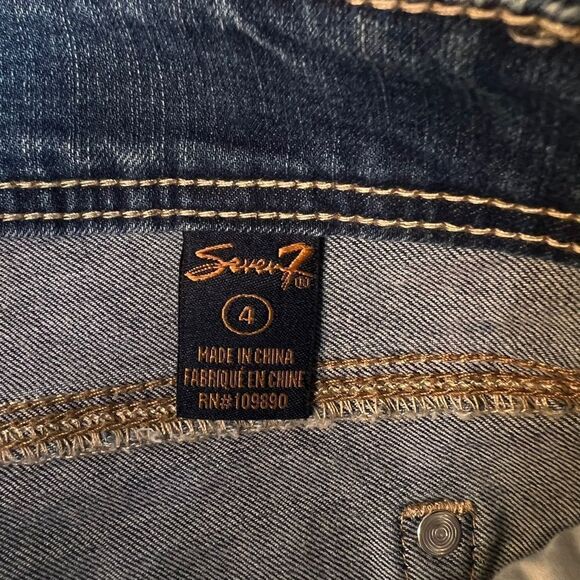 Seven7 Bermuda Denim Shorts Women Size 4 Blue Stretch Whiskers nwt - Picture 10 of 13